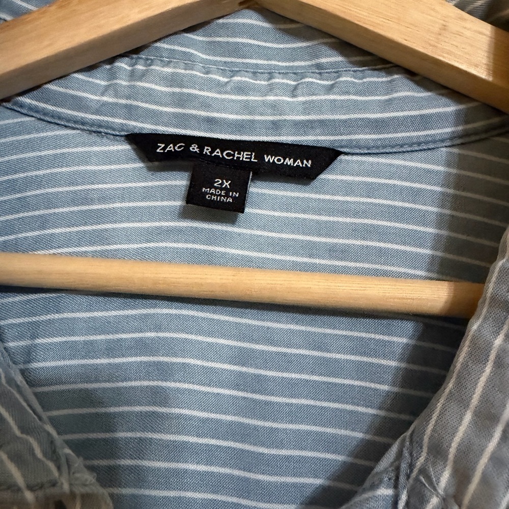 Zac & Rachel Light Blue and White Striped Shirt - Picture 6 of 8